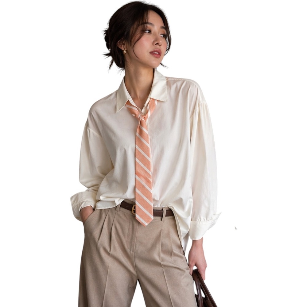 Bar III Womens Peach White Striped Skinny Necktie Silk Blend Textured Tie